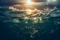 a light shining down over an ocean intricate underwater world. Generative AI Royalty Free Stock Photo