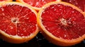 Macro close-up of blood orange fruit texture with water spots fruit photography