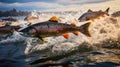 Majestic Salmon Spawning in a Beautiful River