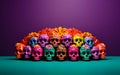 Mexican Heritage Stage 3D Day of the Dead Podium with Colorful Skulls