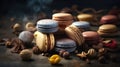 Mouth-Watering French Macarons with Their Light and Airy Texture Make a Perfect Treat Food Photography. Generative AI Royalty Free Stock Photo