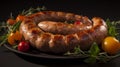 The perfect Bratwurst for your Oktoberfest feast food photography. Generative AI