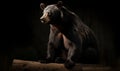 photo of American black bear Ursus americanus on dark background. Generative AI