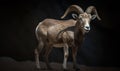 photo of Argali on dark background. Generative AI