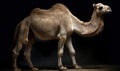 photo of Bactrian camel on black background. Generative AI