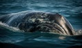 photo of baleen whale emerging from the ocean. Generative AI