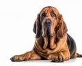 photo of bloodhound isolated on white background. Generative AI