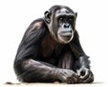 photo of bonobo isolated on white background. Generative AI