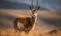 Photo of chiru Panthalops hodgsoni also called Tibetan antelope standing gracefully on the Tibetan Plateau vast and open landscape Royalty Free Stock Photo