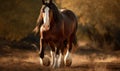 photo of Clydesdale heavy draft-horse breed in its natural habitat. Generative AI Royalty Free Stock Photo