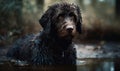 photo of curly-coated retriever standing in water. Generative AI Royalty Free Stock Photo