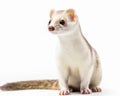 photo of ermine also called stoat isolated on white background. Generative AI