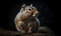 photo of ground squirrel on black background. Generative AI