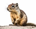 photo of ground squirrel isolated on white background. Generative AI