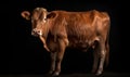 photo of Guernsey cow on black background. Generative AI