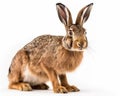 photo of Hare genus Lepus isolated on white background. Generative AI