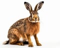 photo of Hare genus Lepus isolated on white background. Generative AI