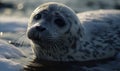 photo of harp seal in its natural habitat. Generative AI