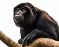 photo of howler monkey isolated on white background. Generative AI