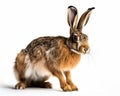 photo of jackrabbit isolated on white background. Generative AI