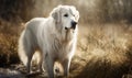 photo of kuvasz dog in its natural habitat. Generative AI