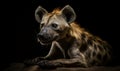 photo of laughing hyena isolated on black background. Generative AI