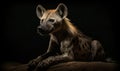 photo of laughing hyena isolated on black background. Generative AI