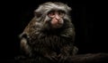 photo of marmoset on dark blurry background. Generative AI