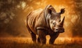 Photo of northern white rhinoceros captured in the grasslands of East Africa. The rhino is depicted in a majestic and powerful Royalty Free Stock Photo