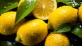 Pile of fresh lemons healthy food and active lifestyle background wallpaper concept