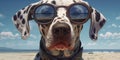 Playful Pup Adorable Dalmatian Dog with Funny Expression Lounges in Shades. Generative AI