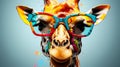 Playful and Unique Cartoon Giraffe with Sunglasses