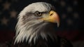 Proud Bald Eagle with American Flag Background. Generative AI Royalty Free Stock Photo