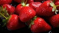 Ripe Strawberry Texture Top-View Fruit Stack with Water Spots Royalty Free Stock Photo