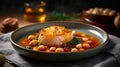 Savor the Flavors of Basque Cuisine with Bacalao al Pil Pil food photography. Generative AI