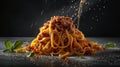 Savor the Flavors of Italy Exquisite Tagliatelle al ragÃÂ¹ alla Bolognese dish food photography. Generative AI