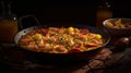Savor the Flavors of Spain with this Mouthwatering Paella Dish food photography. Generative AI