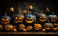 Scary Pumpkins - Trick-or-Treat Time Royalty Free Stock Photo