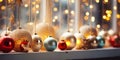 Seasonal Radiance New Years Festive Window Glow with Candles and Garland Royalty Free Stock Photo