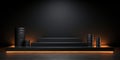 Sophisticated Showcase Streamlined Black Podium on Muted Background