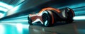 Speeding Through the Light: Futuristic Sport racing car at high speed riding in illuminated road tunnel. Generative AI Royalty Free Stock Photo