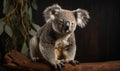 studio photo shot of koala with eucalyptus tree branch. Generative AI Royalty Free Stock Photo