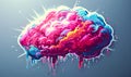Stylized brain shaped cloud with sunburst and dripping paint, representing creative thinking, bright ideas, and brainstorming Royalty Free Stock Photo