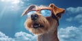 Summer Vibes Cute Airedale Terrier Dog in Sunglasses with a Funny Face Generative AI Royalty Free Stock Photo