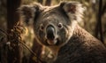 sunset close up photo of koala on blurry foret background. Generative AI