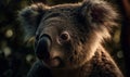 sunset close up photo of koala on blurry foret background. Generative AI