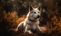 sunset photo of Canaan dog lying in its natural habitat. Generative AI