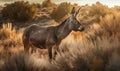 sunset photo of mule in its natural habitat. Generative AI