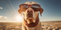 Surfs Up Pup! Labrador Retriever Dog Strikes a Pose with a Funny Expression. Generative AI