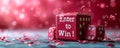 Three dimensional red contest entry box with bold white Enter to Win! text, symbolizing competitions, giveaways, raffles, and Royalty Free Stock Photo